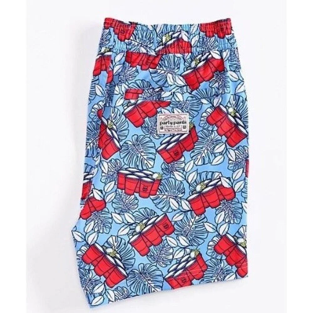 Party Pants Men’s Swim Trunks Sz M Wilmington Blue Sport Inner Pockets Quick-Dry